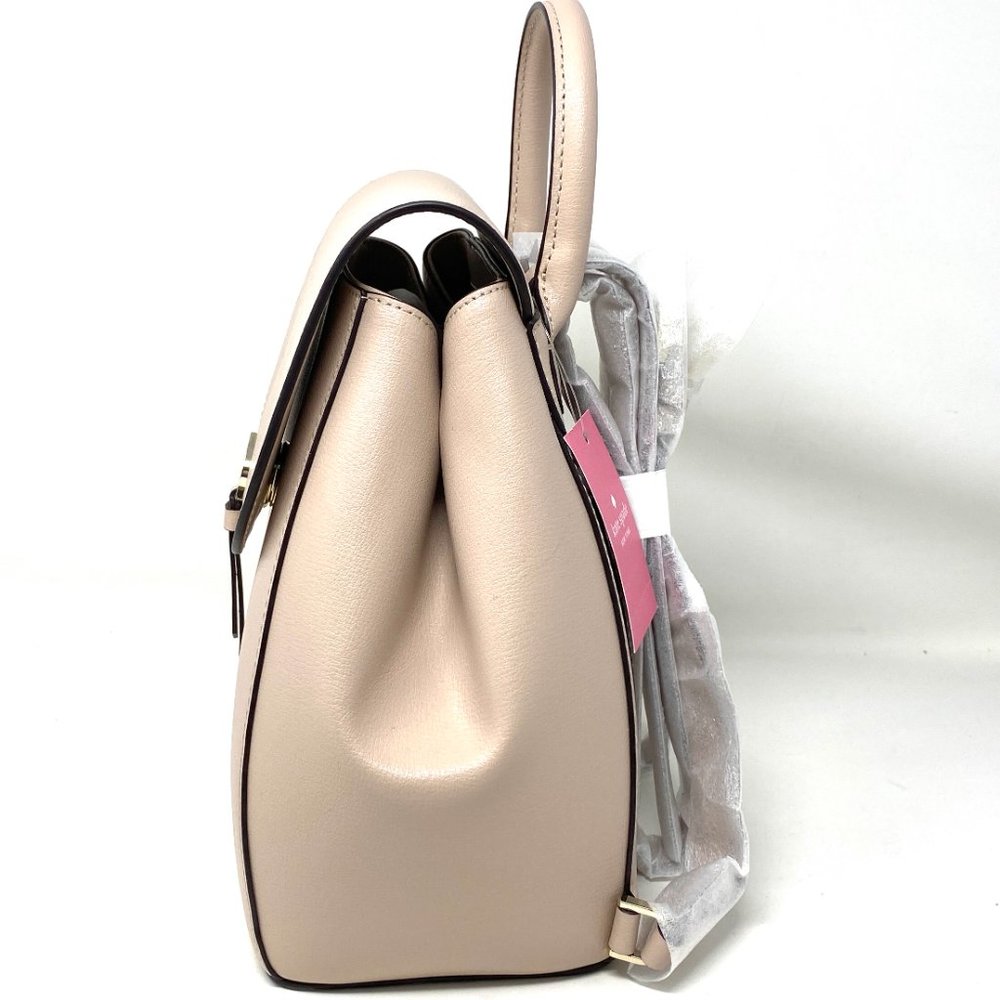 Kate Spade Adel Medium flap Leather Backpack Beige - Picture 2 of 7